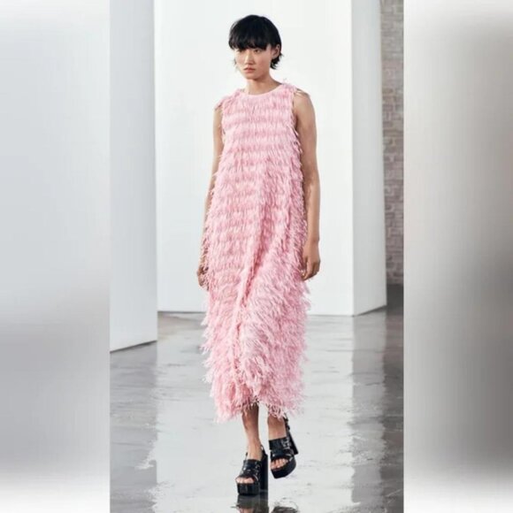Zara Dresses & Skirts - ZARA FRINGED MIDI DRESS